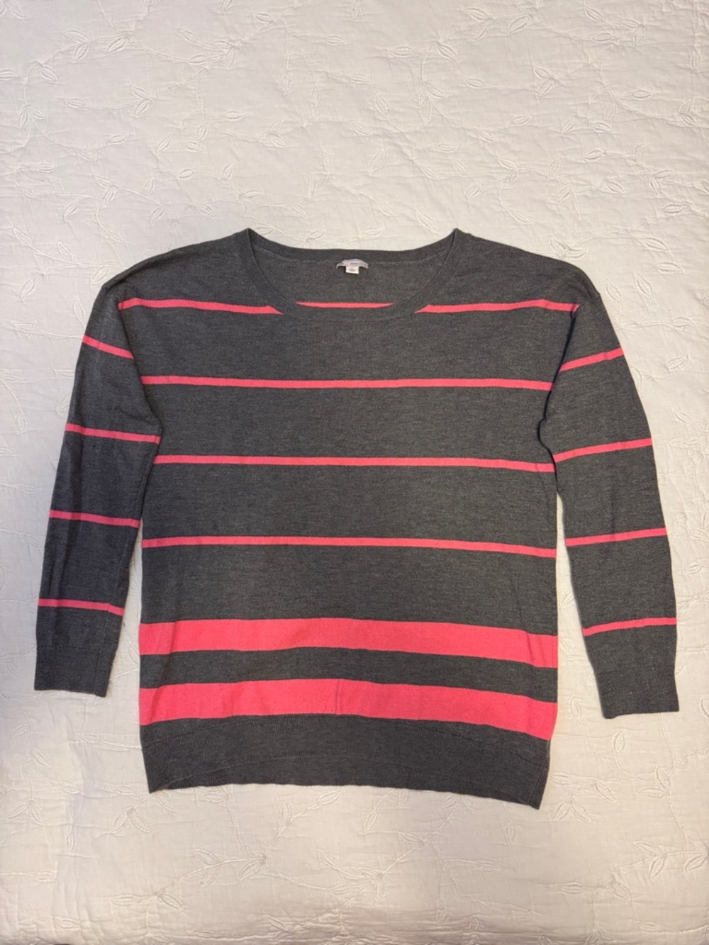 GAP Charcoal Gray Sweater with Pink Stripes